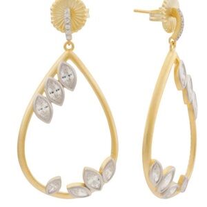Freida Rothman elegant Gold and Silver Teardrop Earrings